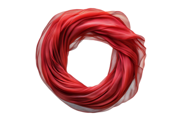 red scarf wrapped in a circle isolated on transparent background