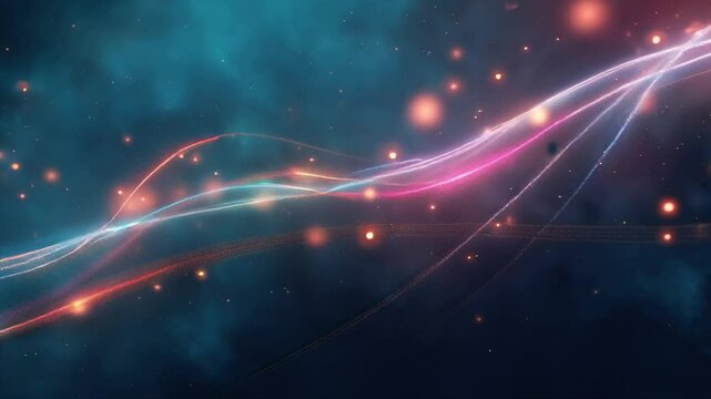 Cosmic deep teal gradient, magenta & gold neon trails pulsating, spiraling outwards in Fibonacci sequence. 8K resolution, slow zoom.