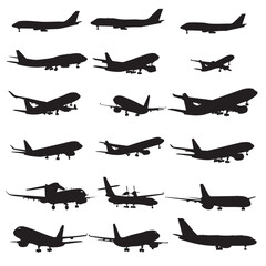 airplane silhouette set, Black & White silhouette set