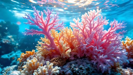 Obraz premium Vibrant Coral Reef Ecosystem underwater ocean