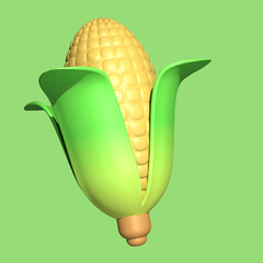 Corn 3D Icon Illustration