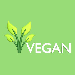 Vegan Logo 3D Icon Illustration