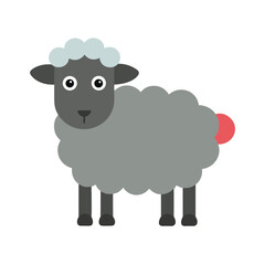 Flat color style and minimalist of a cartoon sheep Vector illustration