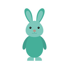 Flat color style and minimalist of a cartoon bunny Vector illustration