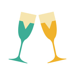 Flat color style and minimalist of a champagne glass one Vector illustration