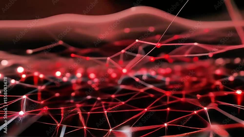 Aufkleber abstract network of red connections in motion