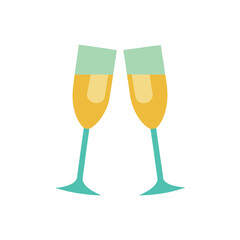 Flat color style and minimalist of a champagne glass Vector illustration