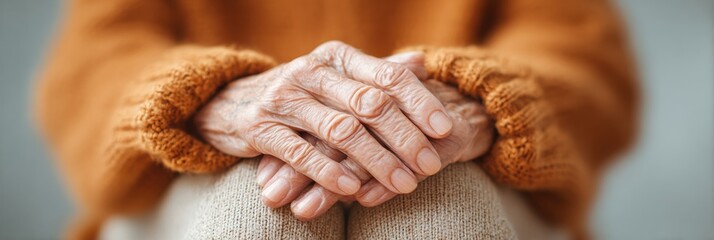 Close-Up of Senior Asian Womans Hands with Stiff Fingers Showing Tremor Symptoms for Elderly Care and Neurological Health Awareness Campaign