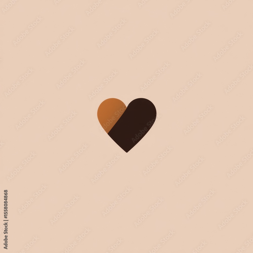 Aufkleber minimalistic union heart logo with dual tone black and brown on plain background for modern branding