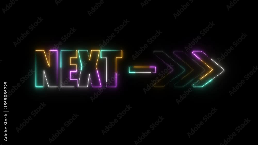 Poster neon glowing text next added arrow animation with neon on black background.