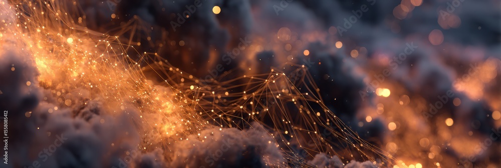 Aufkleber Quantum Optimization Concept with Digital Data Streams and Fiber-Optic Network in Cloud AI and Smart Grid Technology Advertising