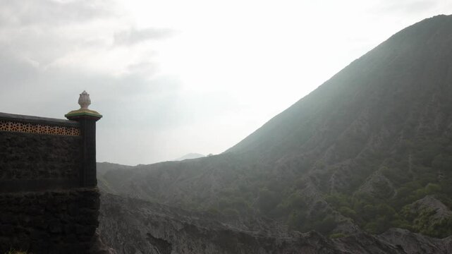 Bromo active volcano crater cliff volcanic landscape Java island Indonesia