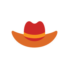 Minimalist cowboy hat in flat color perfect for ranch or rodeo themes Vector illustration