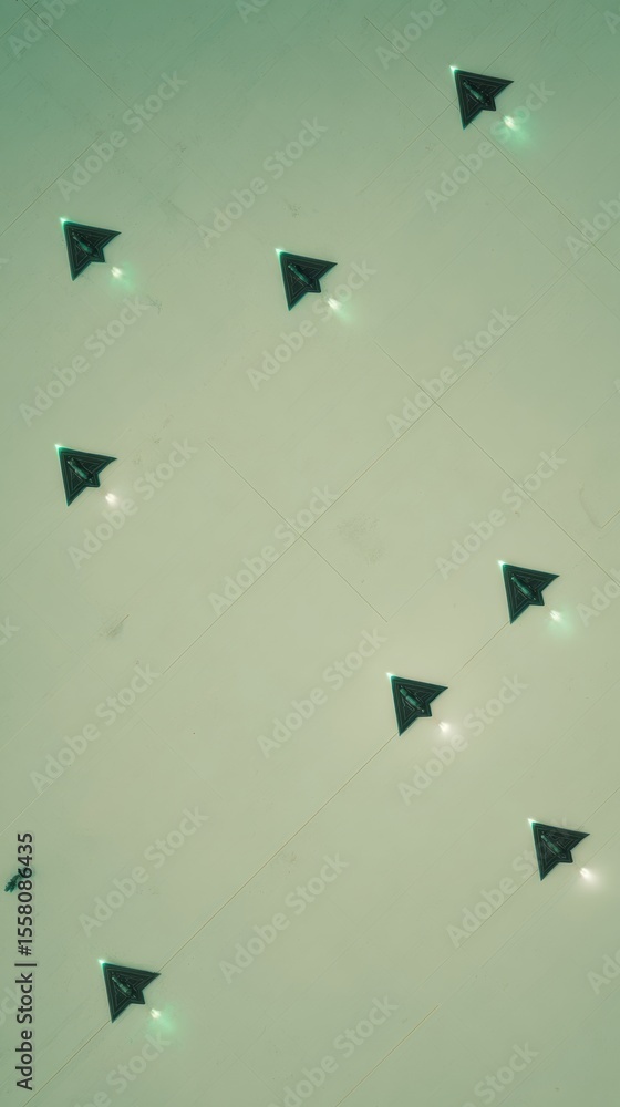 Aufkleber high-tech formation of b-2 stealth bombers in precise aerial pattern for strategic military teamwork
