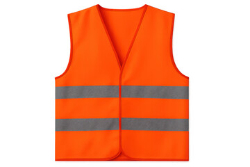 Bright orange reflective safety vest featuring gray horizontal stripes, highlighting worker visibility and protective workwear standards