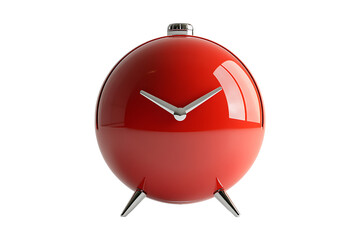 Red alarm clock isolated on transparent background