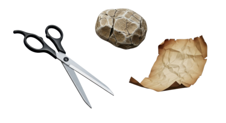 Rock, paper, and scissors in the game of chance isolated PNG with Transparent Background