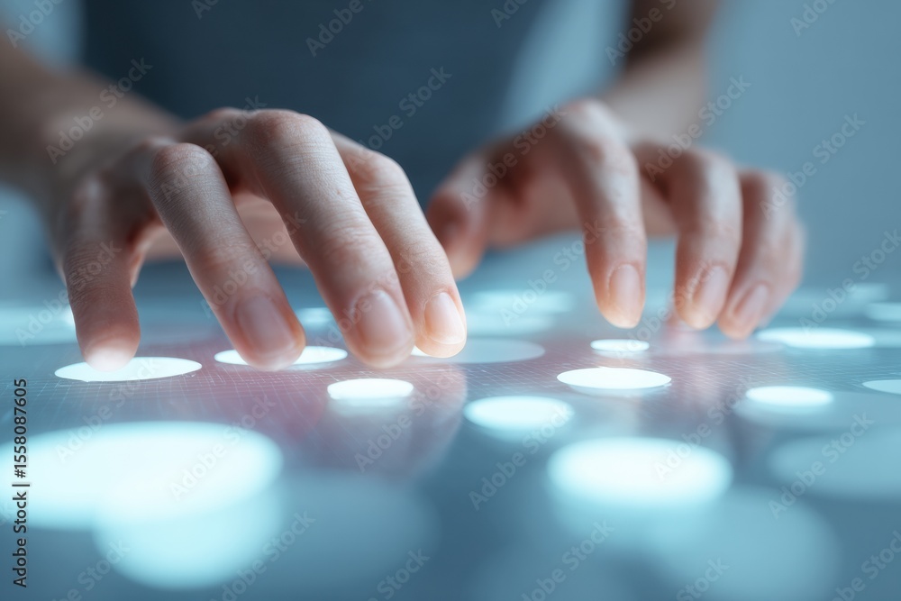 Aufkleber Agile project manager using futuristic digital touchscreen dashboard for flexible scheduling and task prioritization in modern business innovation