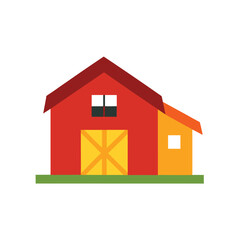 Farmhouse barn icon in flat color minimalist style for rural designs Vector illustration
