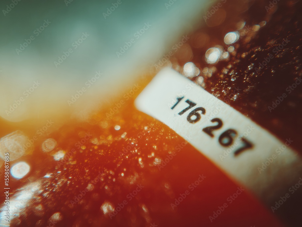 Poster Macro Close-Up of Expiration Label on Product Packaging Highlighting Traceability and Supply Chain Transparency in Modern Logistics and Lifecycle Management