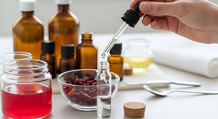 Making Essential Oil Blend with Dropper and Glass Bottles