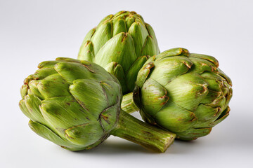 Obraz premium Roman artichokes on white studio setting