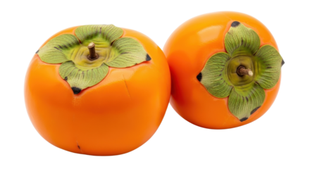 Two ripe persimmons, ready to eat isolated PNG with Transparent Background