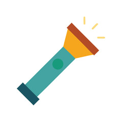 Flashlight icon in clean flat color style for camping and outdoor use Vector illustration