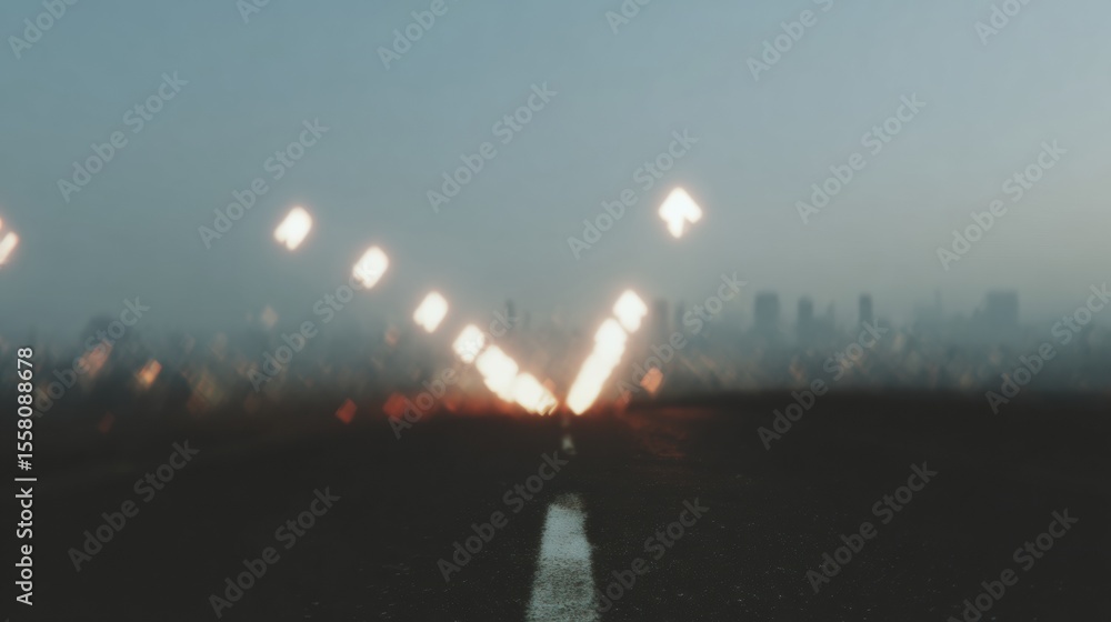 Poster futuristic digital arrows over high-tech cityscape roadway symbolizing technological progress and in