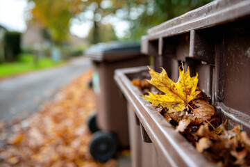 Garden waste in a brown wheeled bin