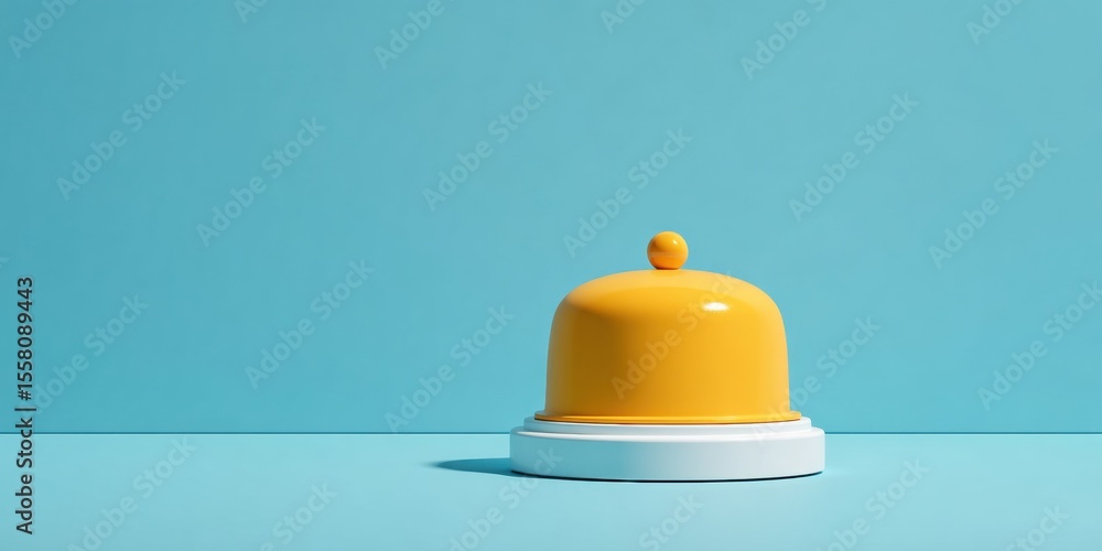 Poster modern alert siren beacon on minimalist tabletop with signal glow, safety warning concept for immedi
