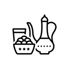 Black line icon for iftar
