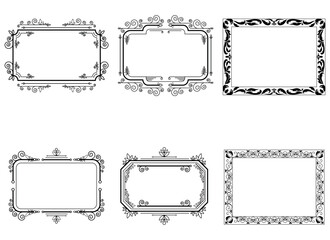 Vintage ornament frame. Decorative border frames, retro style divider. Elegant vintage frame and wedding ornaments Isolated icons vector set. Calligraphic filigree black ink borders collection