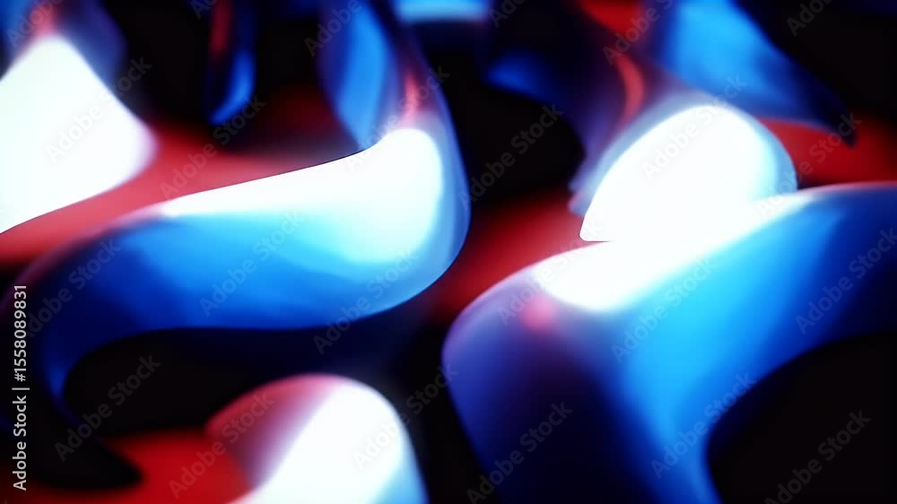 Poster abstract flowing blue and red shapes in motion
