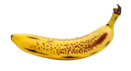 Single ripe banana ready to eat isolated PNG with Transparent Background
