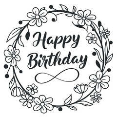 Happy Birthday Logo Design with Colorful Typography and Decorative Elements

