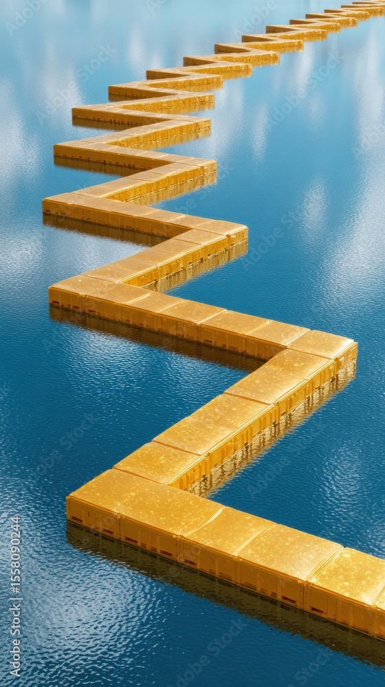 Aufkleber Modern floating solar panel platform system on water with engineers inspecting infrastructure for sustainable renewable energy management