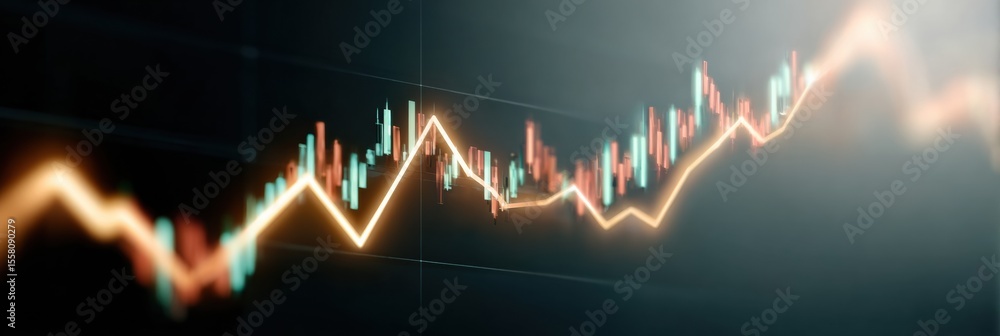Aufkleber Digital Stock Ticker Display with Glowing Growth Lines and Market Charts for Business Analytics and Investment Trend Visualization