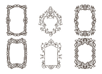 Vintage ornament frame. Decorative border frames, retro style divider. Elegant vintage frame and wedding ornaments Isolated icons vector set. Calligraphic filigree black ink borders collection