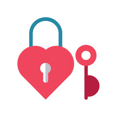 Minimalist heart lock design in flat color for love and security concepts Vector illustration
