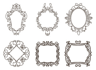 Vintage ornament frame. Decorative border frames, retro style divider. Elegant vintage frame and wedding ornaments Isolated icons vector set. Calligraphic filigree black ink borders collection