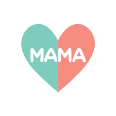 Minimalist heart with message in flat color design for romantic projects Vector illustration