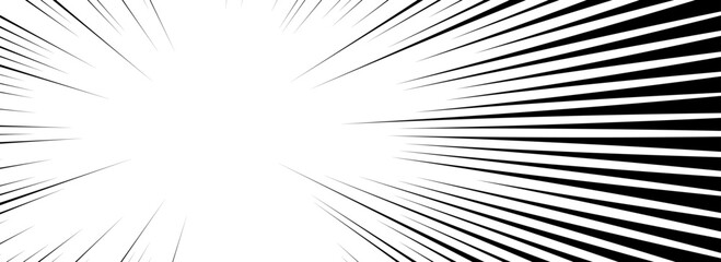 Naklejka premium Comic speed lines background. Cartoon book explosion background. Superhero radial line pattern frame. Manga or anime sunburst wallpaper. Pop art flash beams or rays effect. Vector impact backdrop