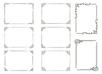 Vintage ornament frame. Decorative border frames, retro style divider. Elegant vintage frame and wedding ornaments Isolated icons vector set. Calligraphic filigree black ink borders collection