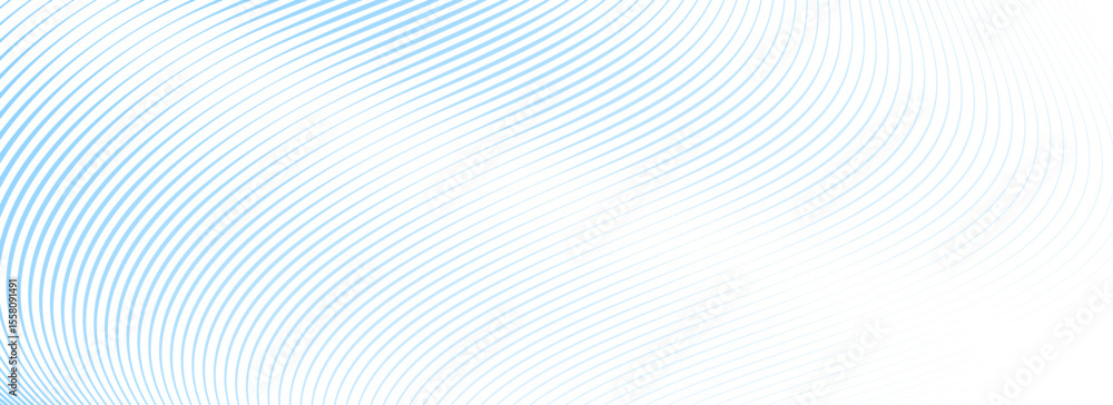 Poster Abstract blue wave line background. Light blue dynamic dash stripe texture. Warped and curved lines wallpaper for tech design template, presentation, brochure, leaflet, booklet. Vector backdrop