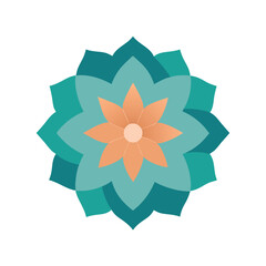 Layered mandala icon in flat color minimalist style for spiritual and decorative art Vector illustration