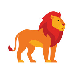 Lion with mane in flat color minimalist style for strong and regal animal designs Vector illustration