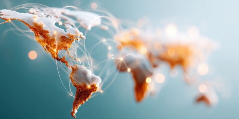 Digital Global Logistics Network Map Highlighting North and South America Connections with Advanced Technology Interfaces for Supply Chain Innovation