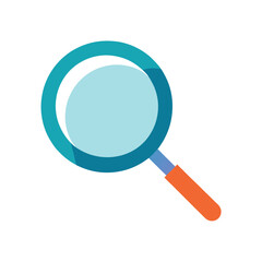 Magnifying glass icon in flat color minimalist style for search and discovery themes Vector illustration