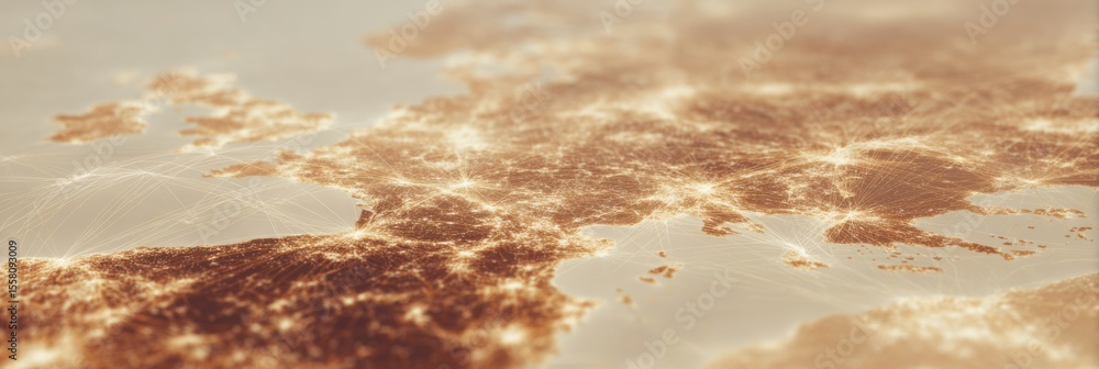 Aufkleber Metaverse European Telecommunication Network Map with Illuminated Nodes and Data Pathways Promoting Secure Global Connectivity and Blockchain Integration